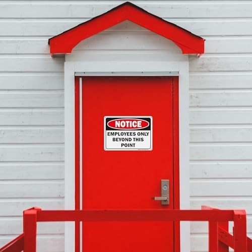 4 Pack Employees Only Signs – 10×7 Aluminum Notice, No Customers Allowed, Easy M