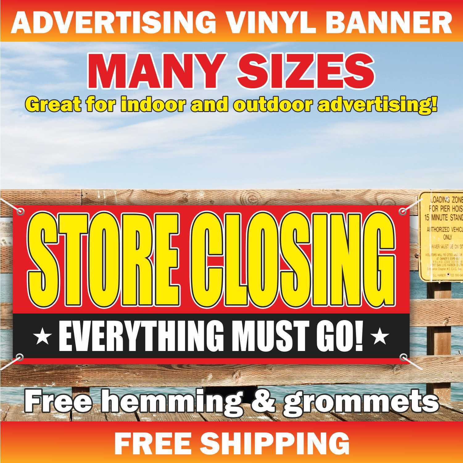 STORE CLOSING EVERYTHING MUST GO Advertising Banner Vinyl Mesh Sign Sale shop