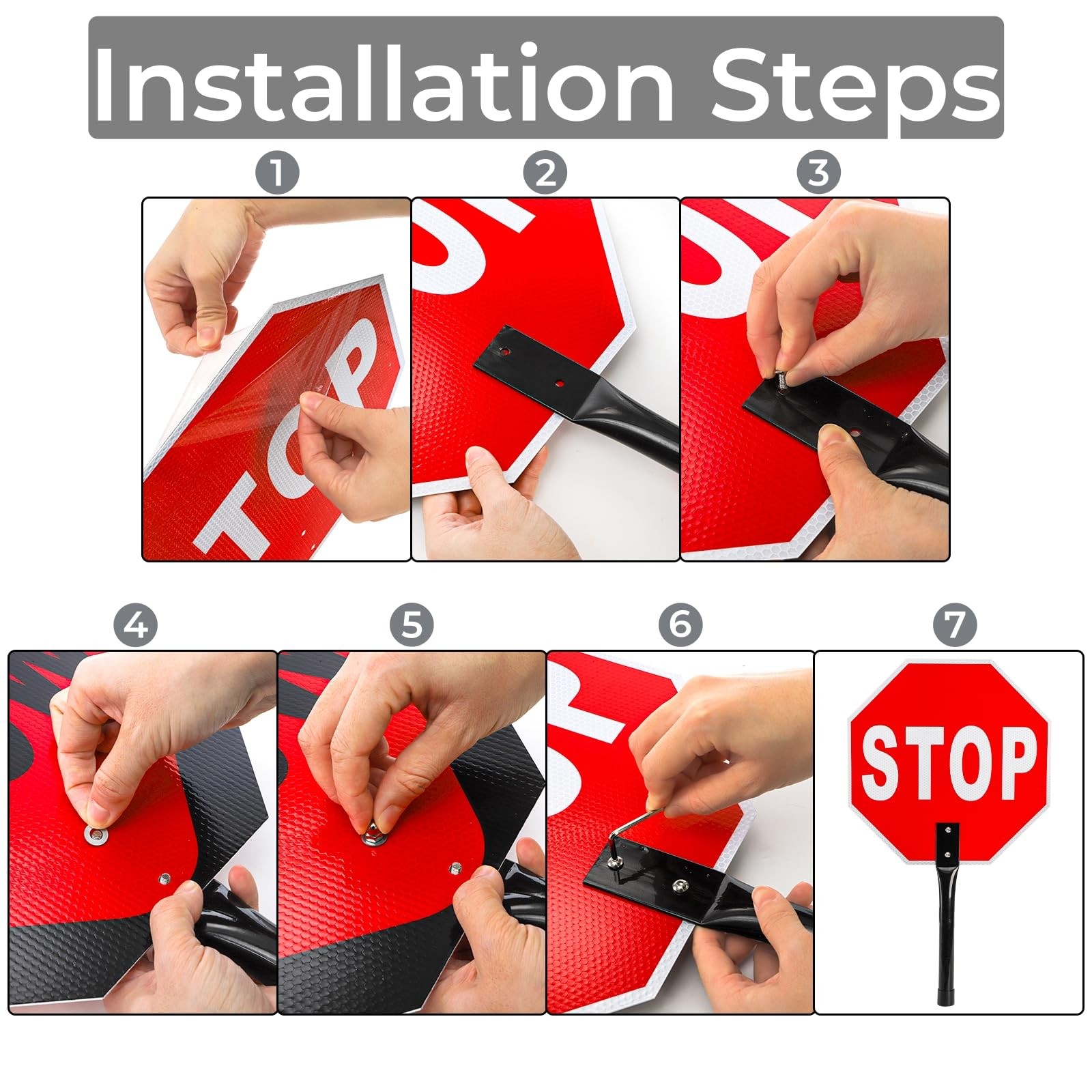 2 PCS 13 Inch Hand Held Stop Slow Signs with Metal Handle Double Sided Paddle