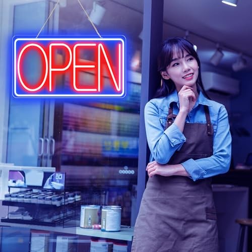 16.5&Prime; X 9&Prime; LED Neon Open Signs for Business -12V/2A Ultra Bright Sign Restaurant