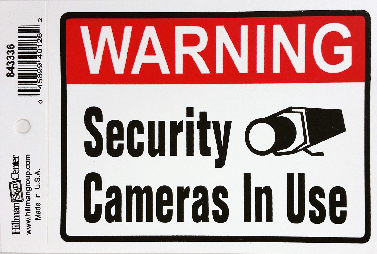 Warning Security Cameras In Use Flexible Self Black Vinyl, 4×5 Inches 1-Sign