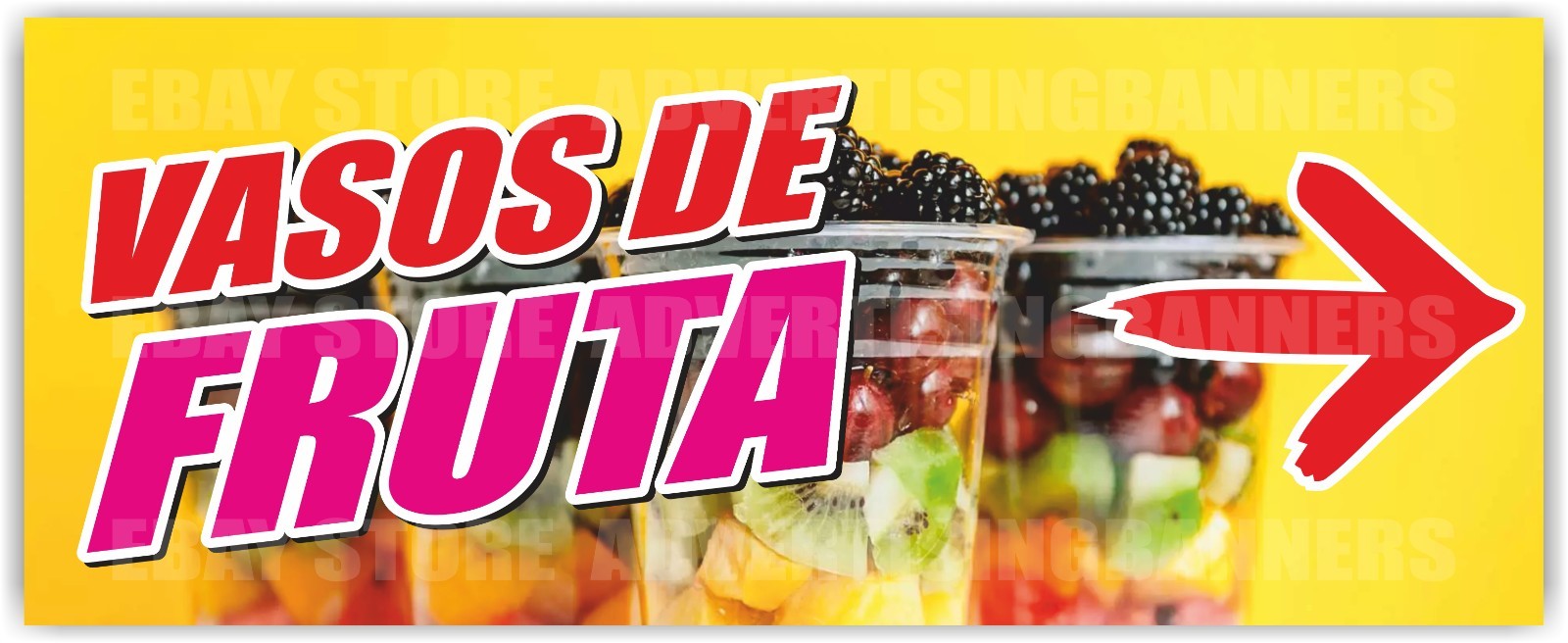 VASOS DE FRUTA Advertising Banner Vinyl Mesh Sign FRESH FRUIT CUPS Farm Organic