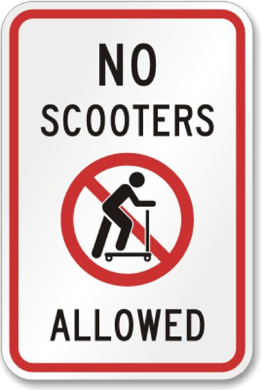 No Scooters Sign Aluminum Weatherproof Outdoor Business Metal Parking
