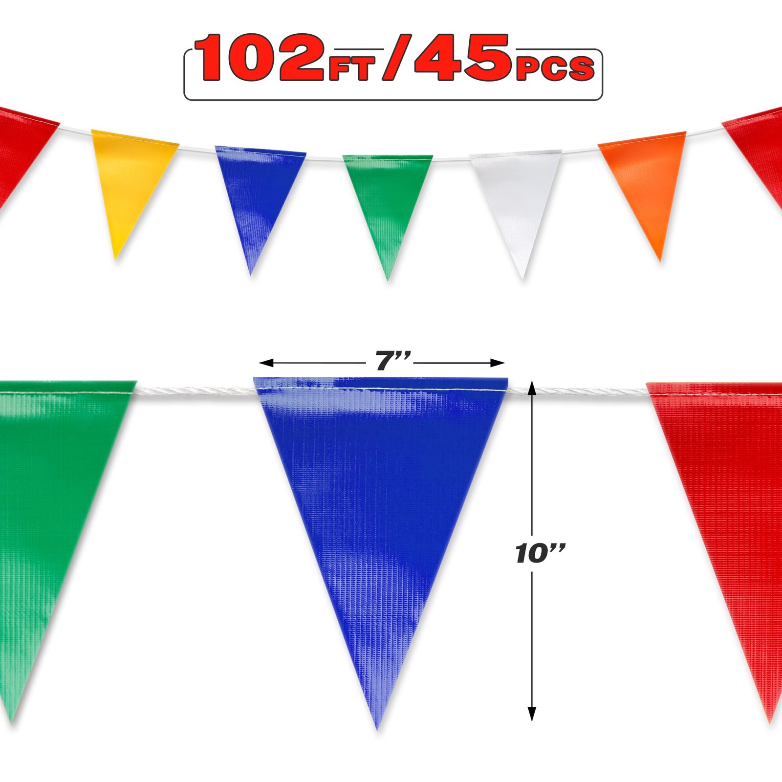 Multicolor Pennant Banner Flags | OSHA 500lb Rated | Strand Fade Resistant 【1…