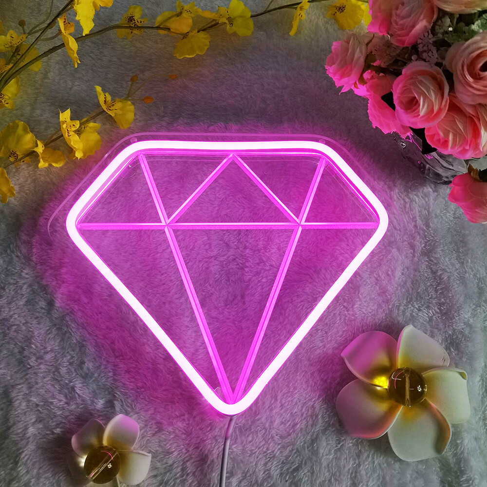 Qomolangma WhitePink 10.2 » X 9 » LED Neon Sign Diamond shape
