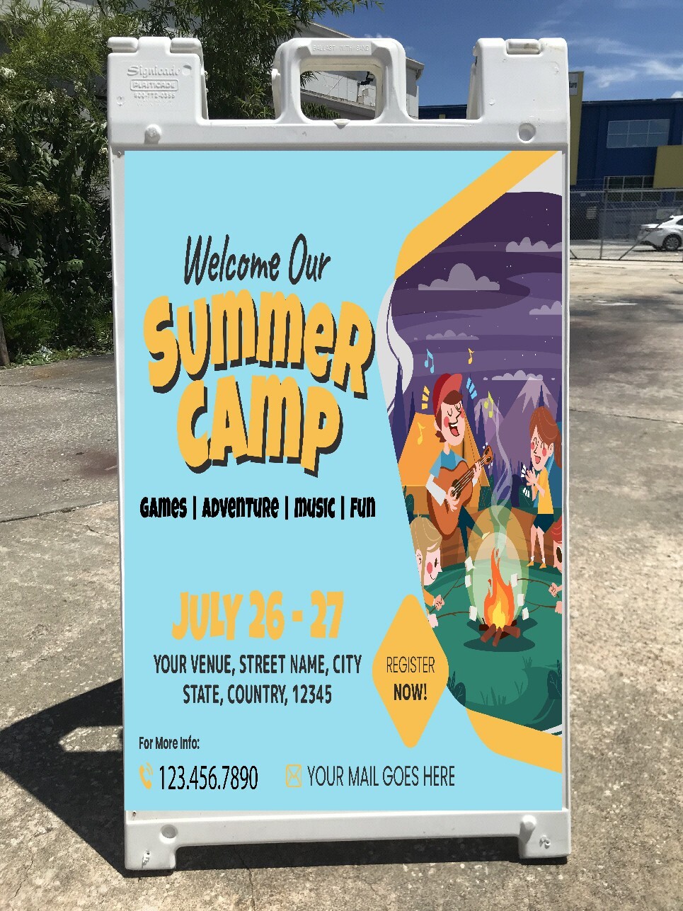 SideWalk Sign & 2 Plastic Sign Panels 24 »x36 » Custom Printed Your Text & Logos