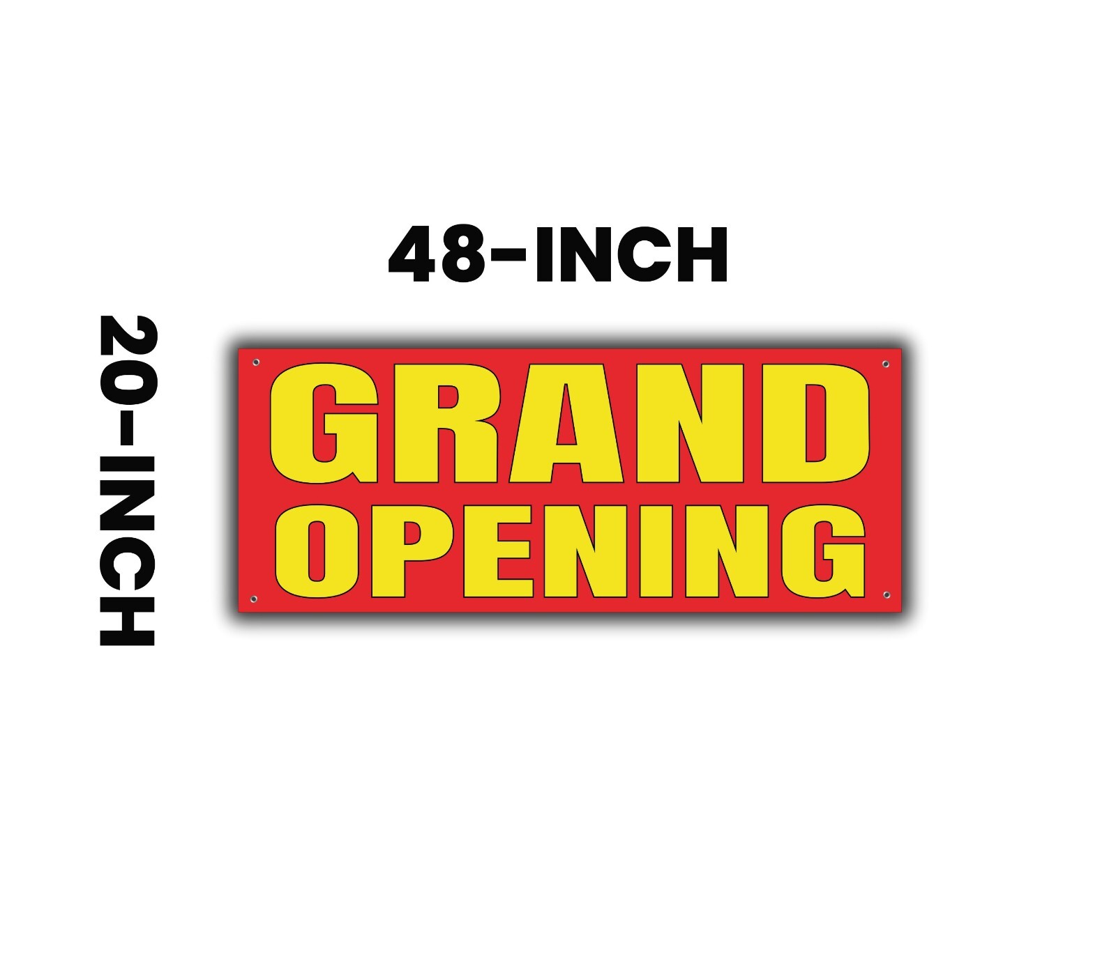 Grand Opening Banner Red Yellow Canvas 48×20 Inches 4 Corner Grommets Durable
