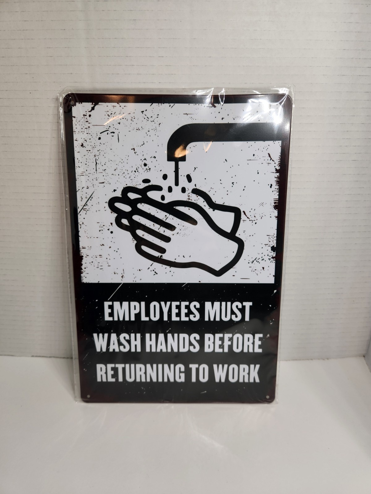 Employees Must Wash Hands Before Returning To Work Aluminum Metal Sign 12&Prime; × 8&Prime;
