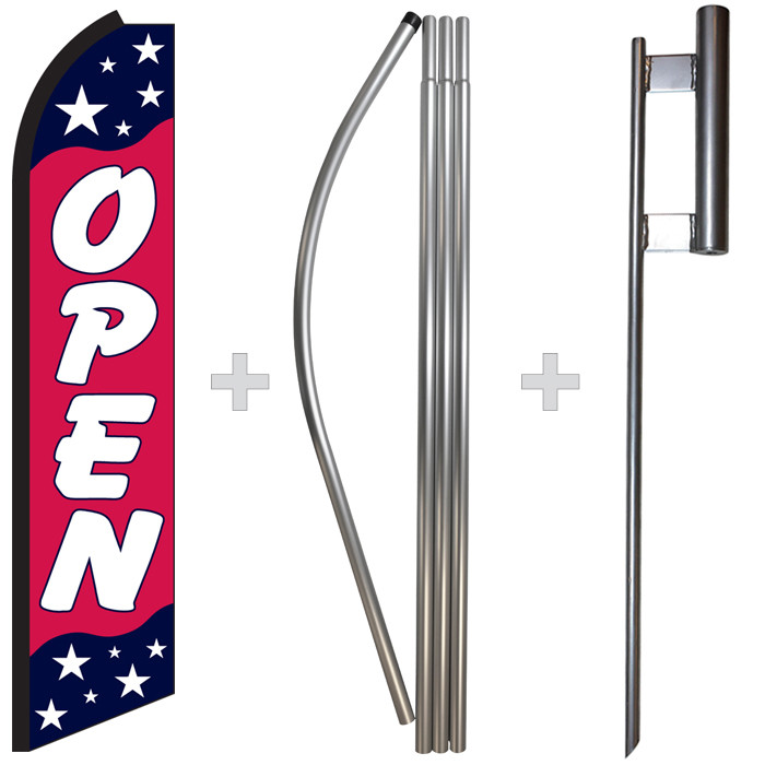 Open Americana 15&prime; Tall Swooper Flag & Pole Kit Feather Super Banner