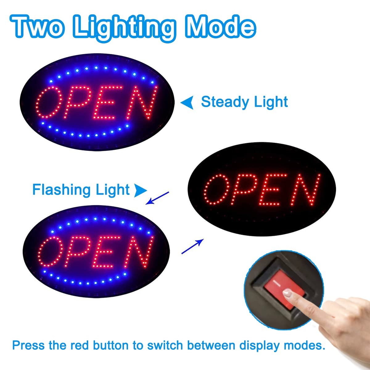 LED Open Sign, 19&Prime;x10&Prime; Bright High Visibility Advertisement Board Electric Di…