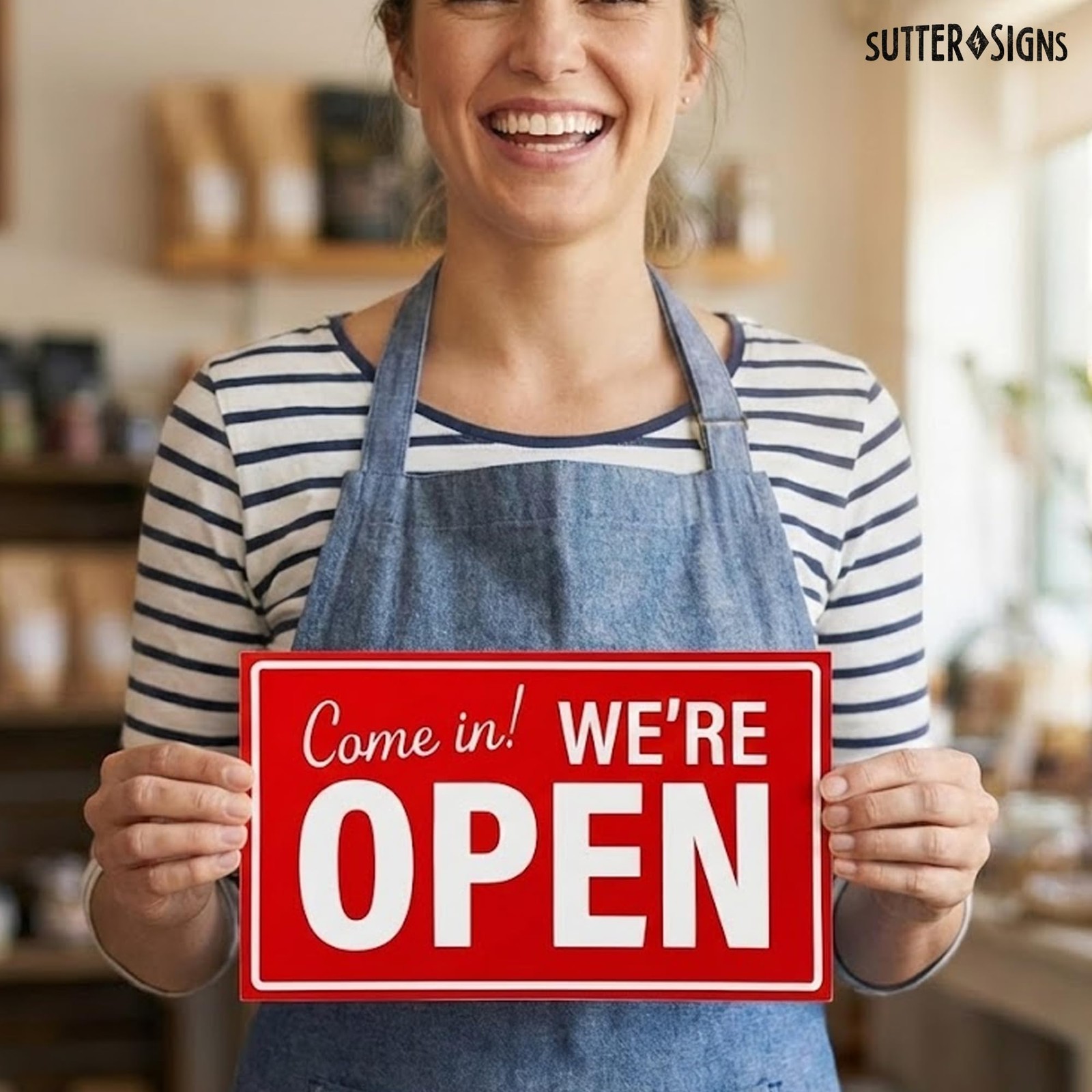 Open Closed Sign for Business, 10&Prime; x 6&Prime; Double Sided Plastic Sign with Twine,…
