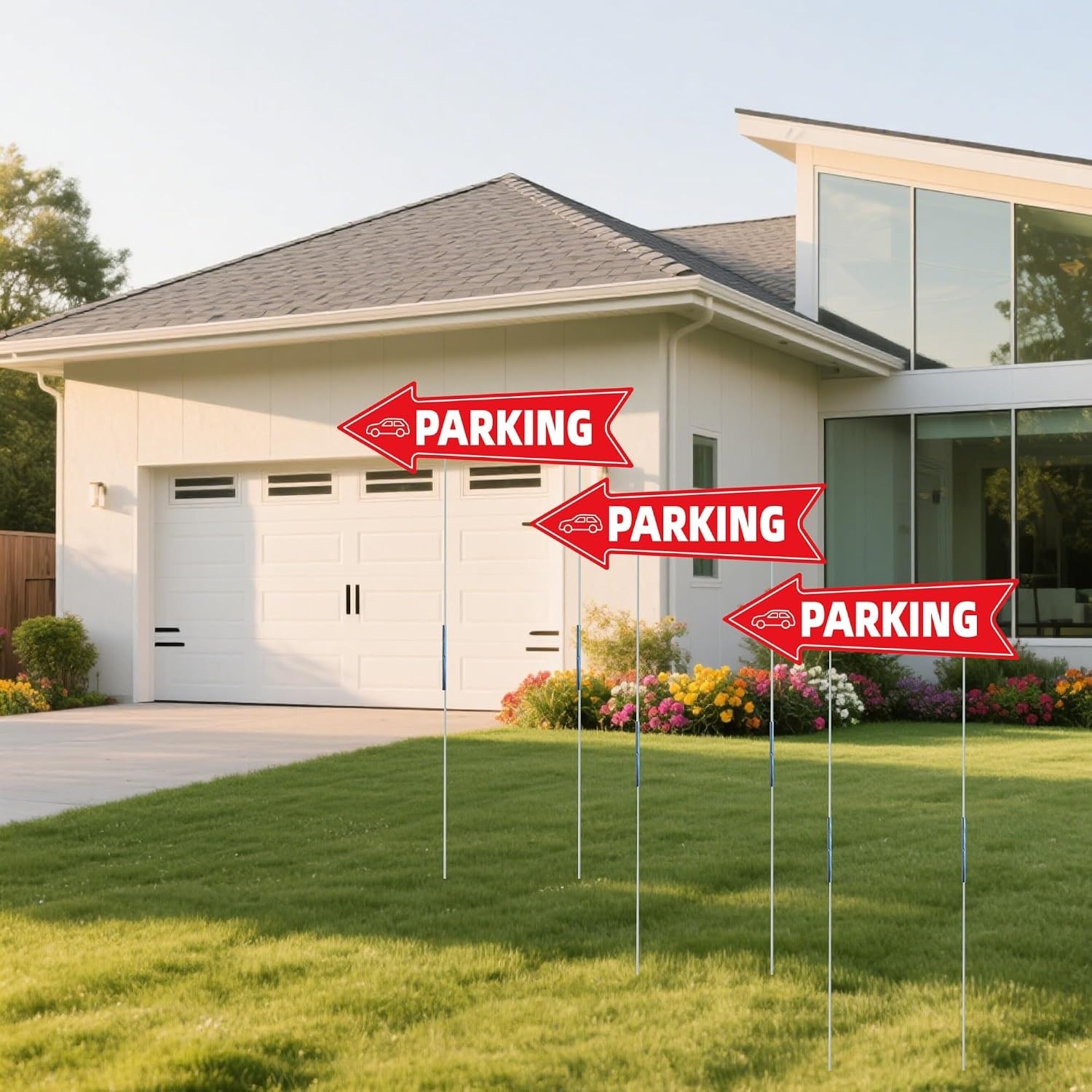 Weather-Resistant Red & White Parking Signs – Dual-Sided, 16×5 Inches, 3 Pack