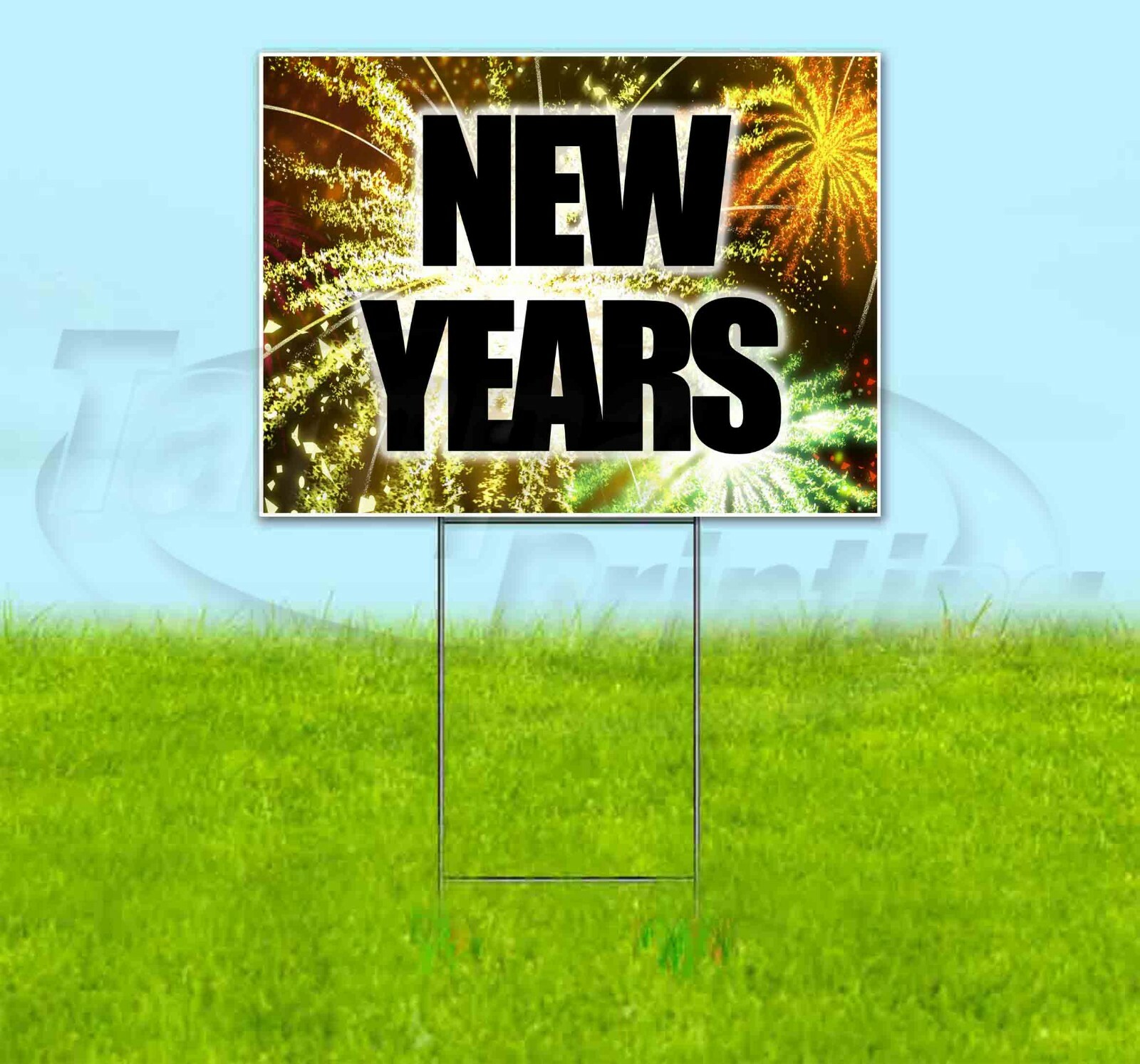 NEW YEARS 18×24 Yard Sign Corrugated Plastic Bandit Lawn USA