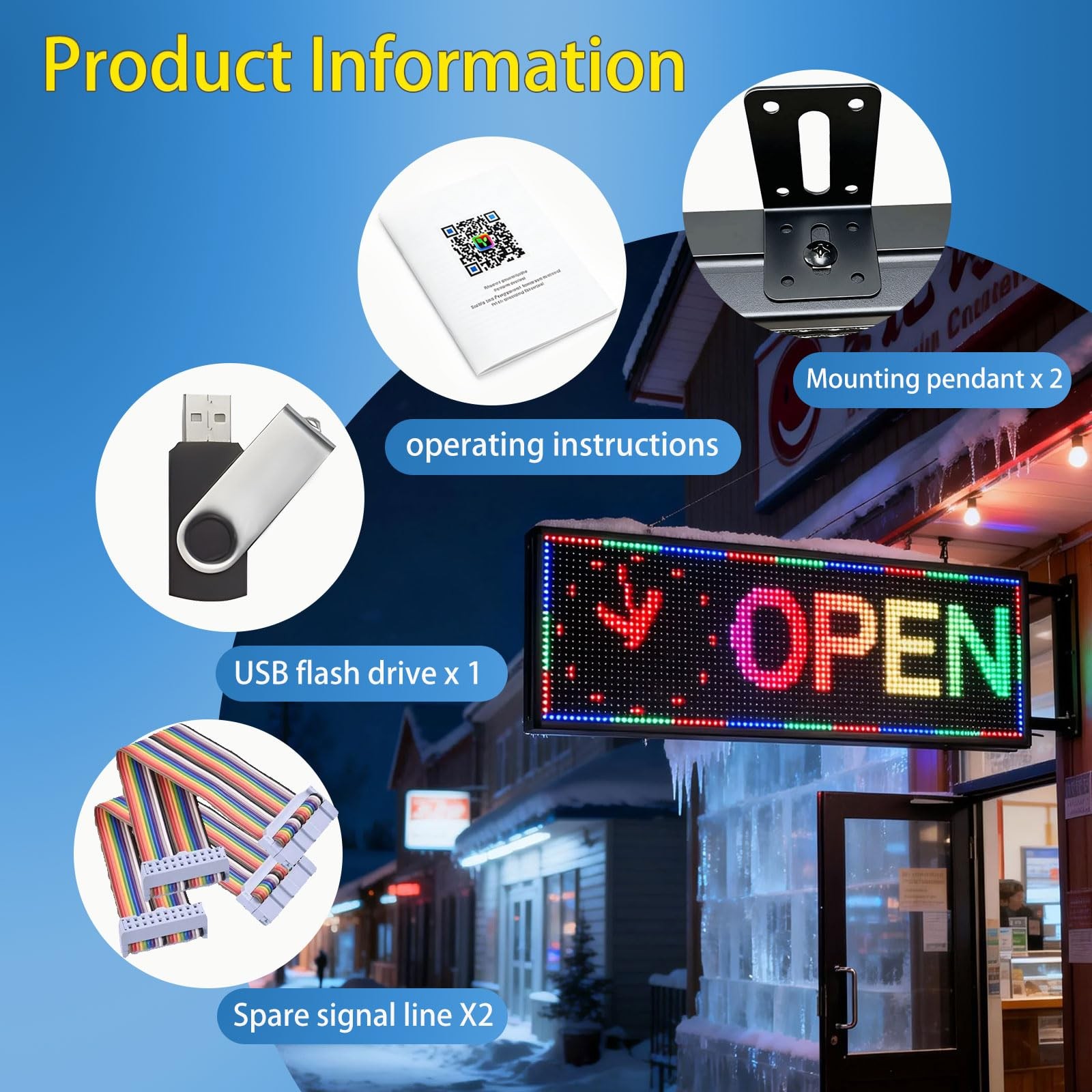 JINBLIZZARD 39&Prime;×14&Prime; Programmable Led Sign – Scrolling for Business Ads