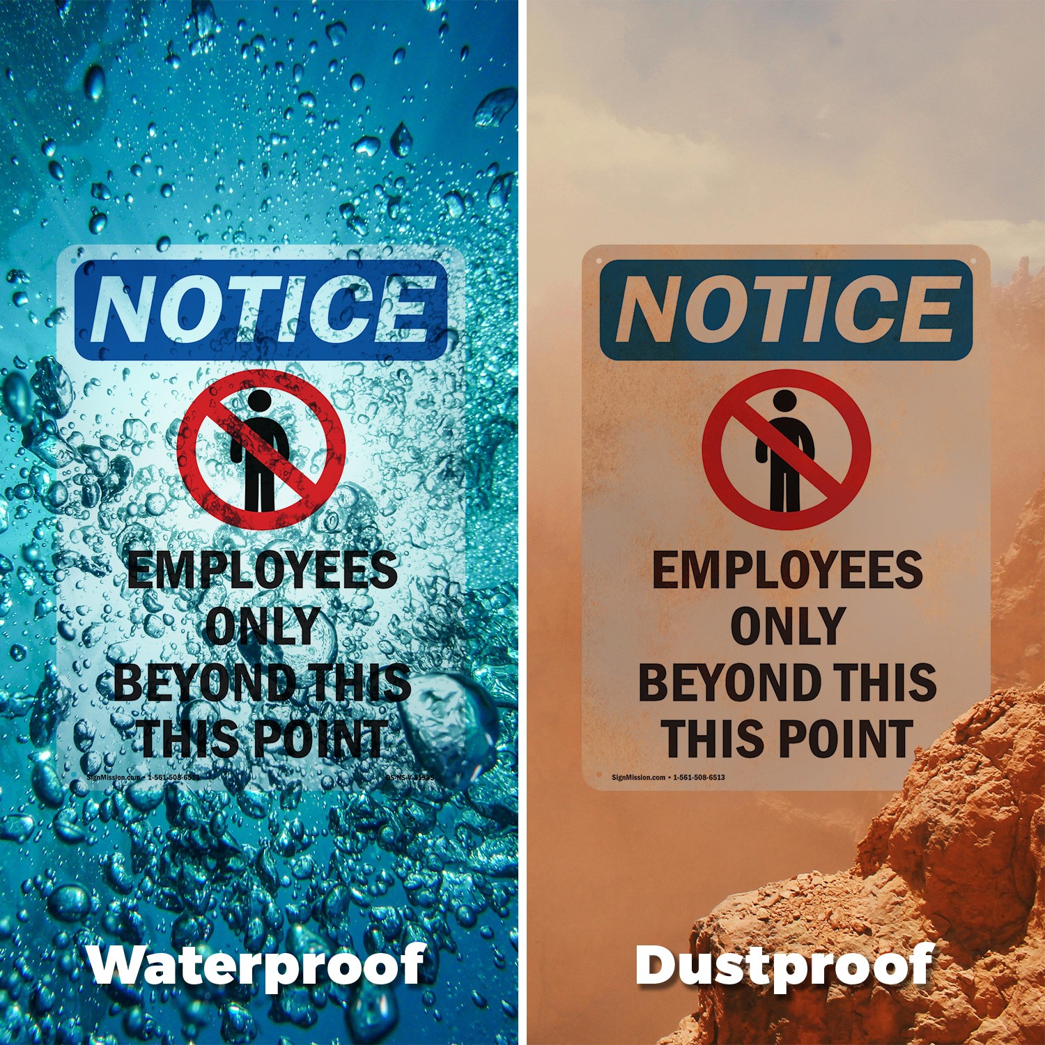 Employees Only Beyond OSHA Notice Sign Metal, Plastic, Or Decal – 5 or 10 Pack