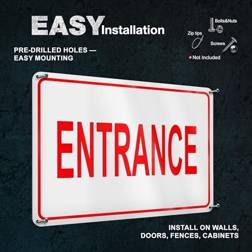 Reflective Entrance Sign, 8×12 Rust-Free Aluminum, Enter Here, Pre-Drilled | Wea