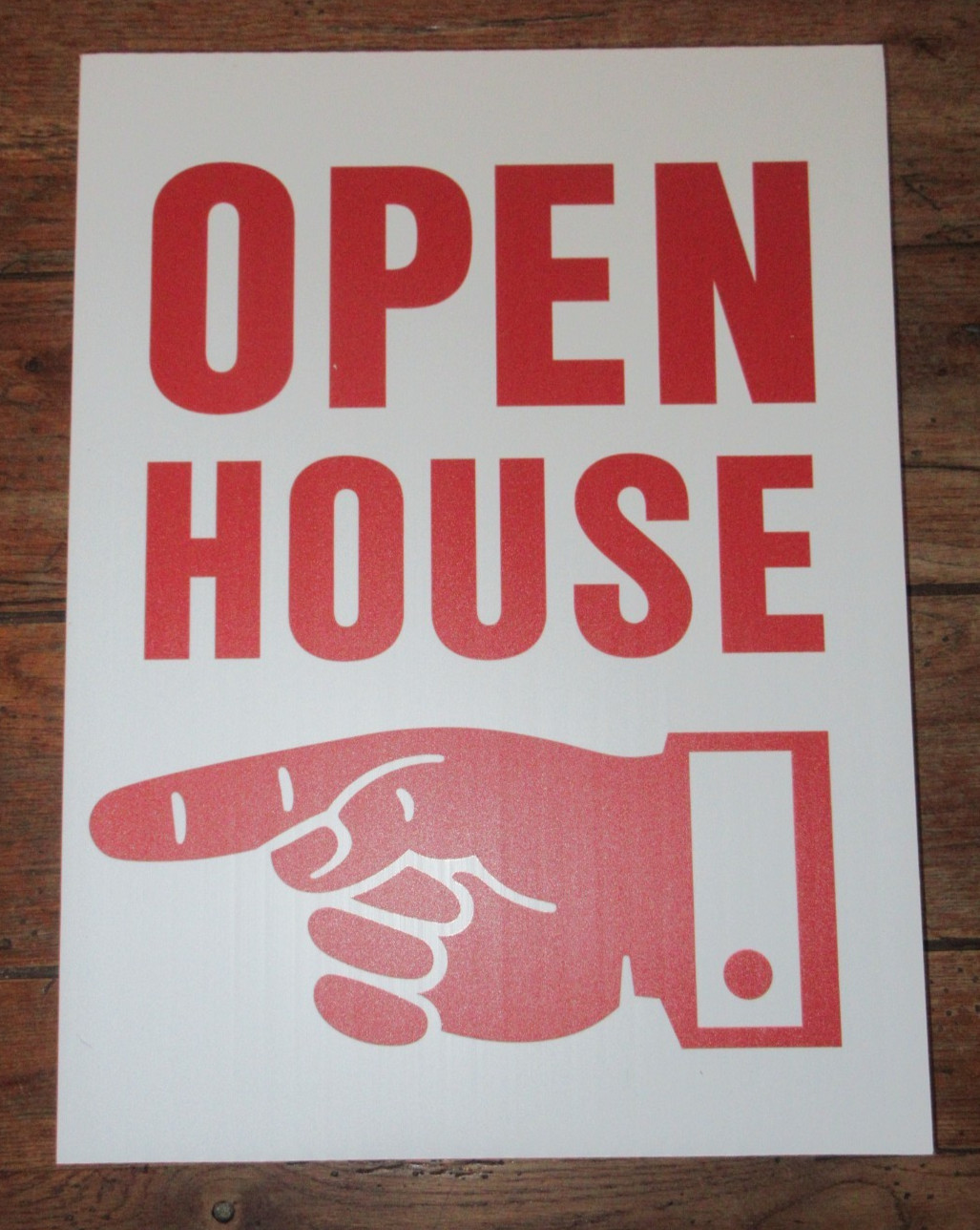 Lot of 4 Plastic Double Sided Signs 12×16 OPEN HOUSE Realtor Real Estate Red Whi