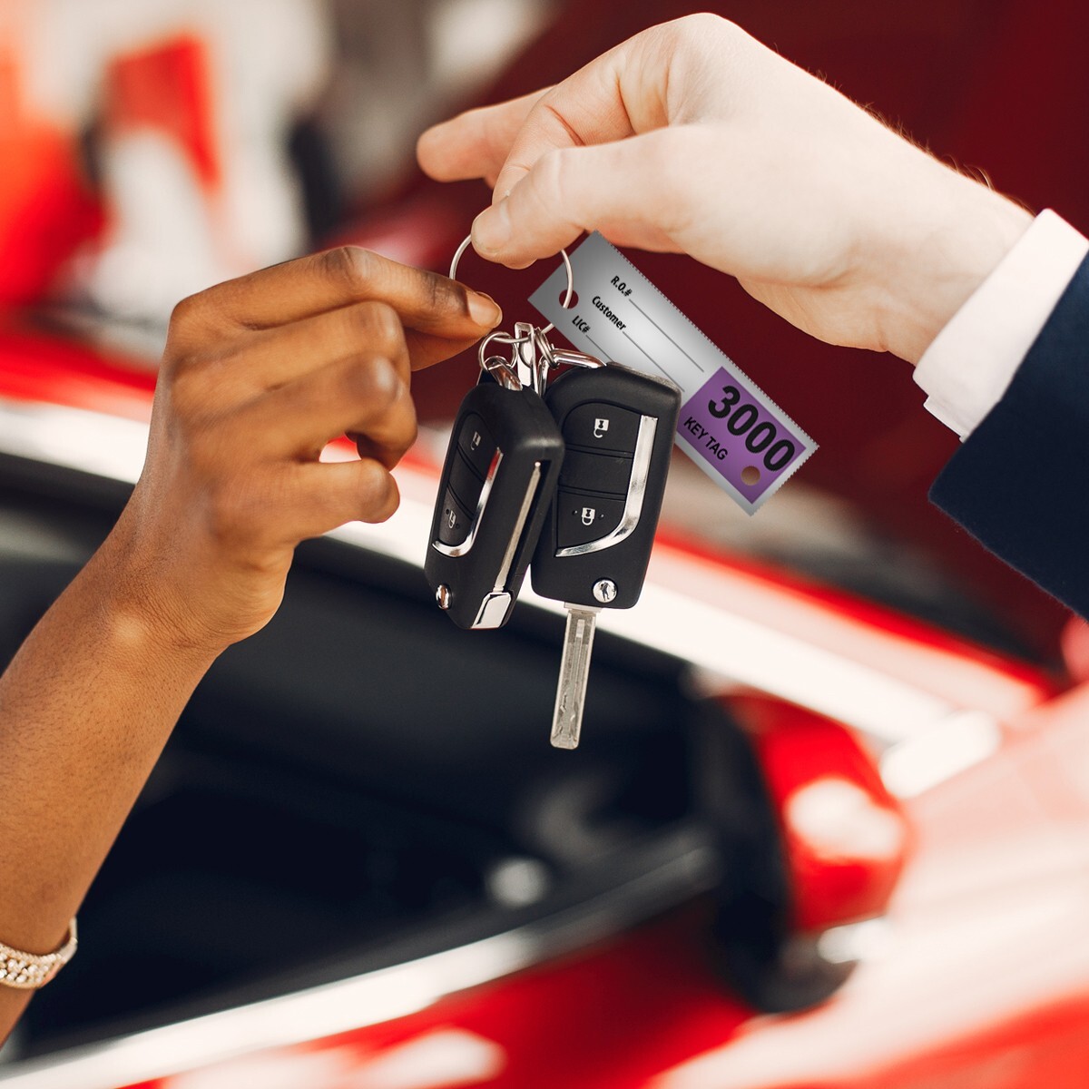 1000 Car Dealer Service Hang Tags Mechanic Repair Shop 3 Piece System – Purple