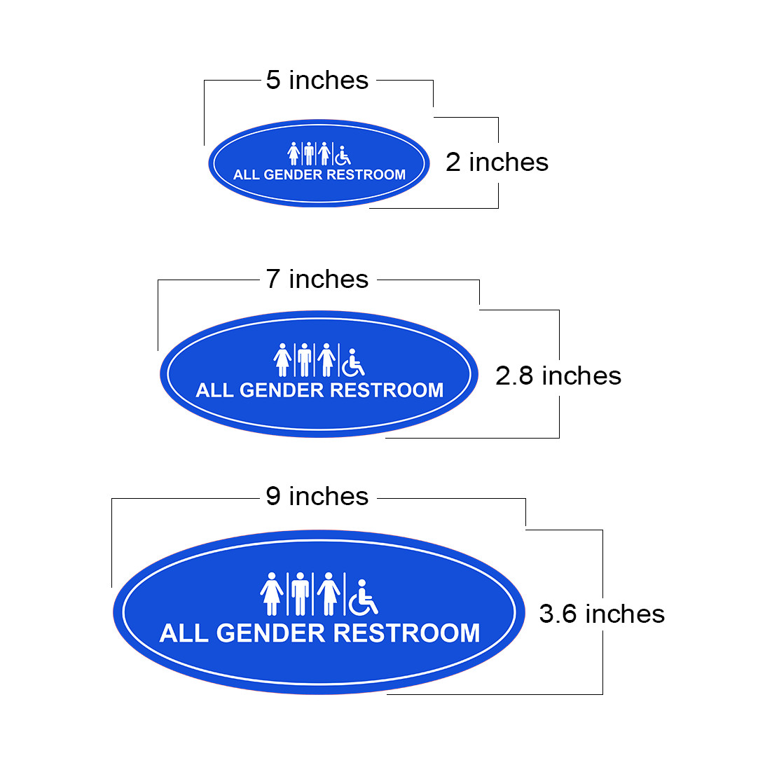 Oval Plus All Gender Restroom Wall or Door Sign Easy Installation