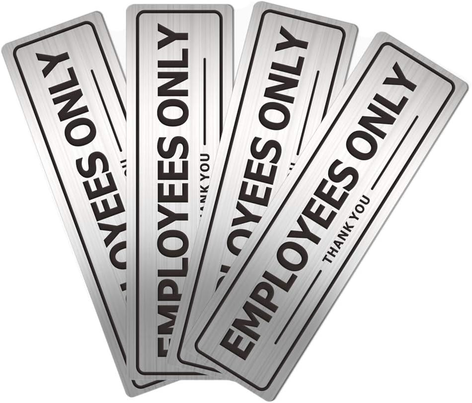 Employees Only Sign, Metal Self-Adhesive Signs for Business Door Wall, Aluminum