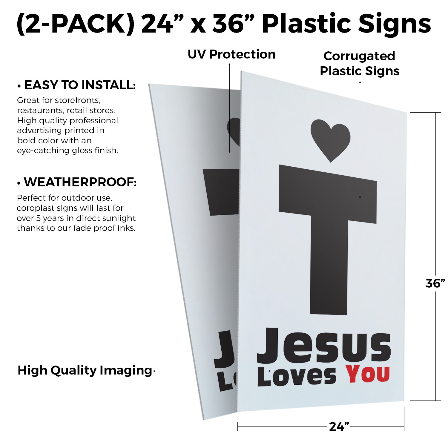 Jesus Loves You Heavy Duty A-Frame Sidewalk Sign Christian Faith Inspiration Eye