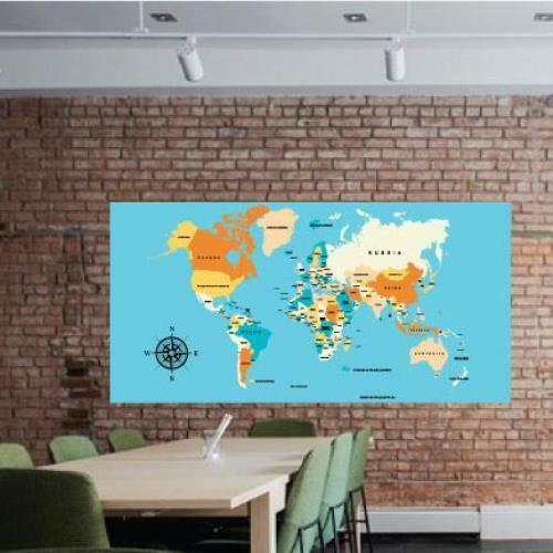 World Map 4&rsquo;x8&prime; Foldable Corrugated Plastic Sign FREE SHIPPING