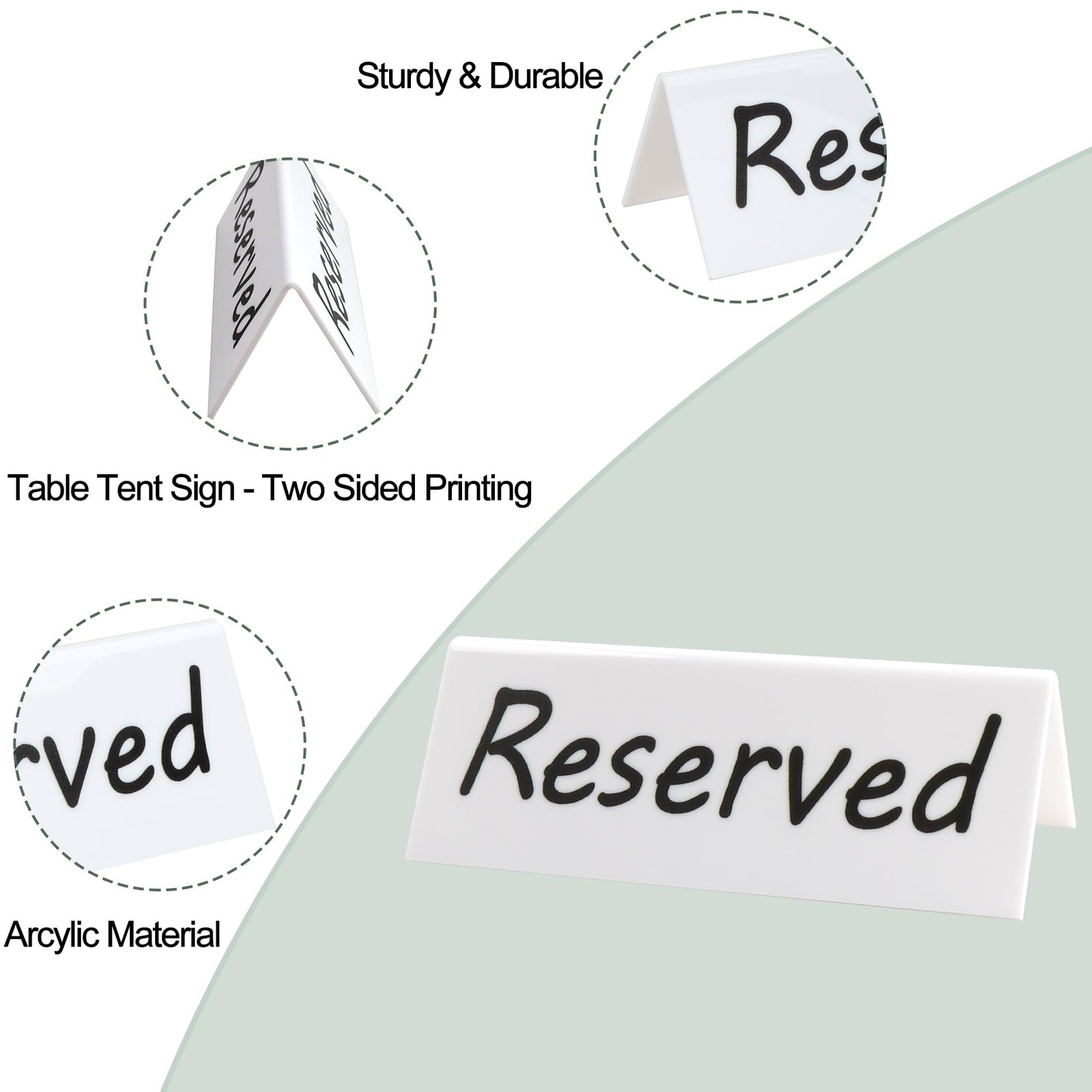 Acrylic Reserved Table Signs Wedding Party Restaurant Double Sided 6 PCS