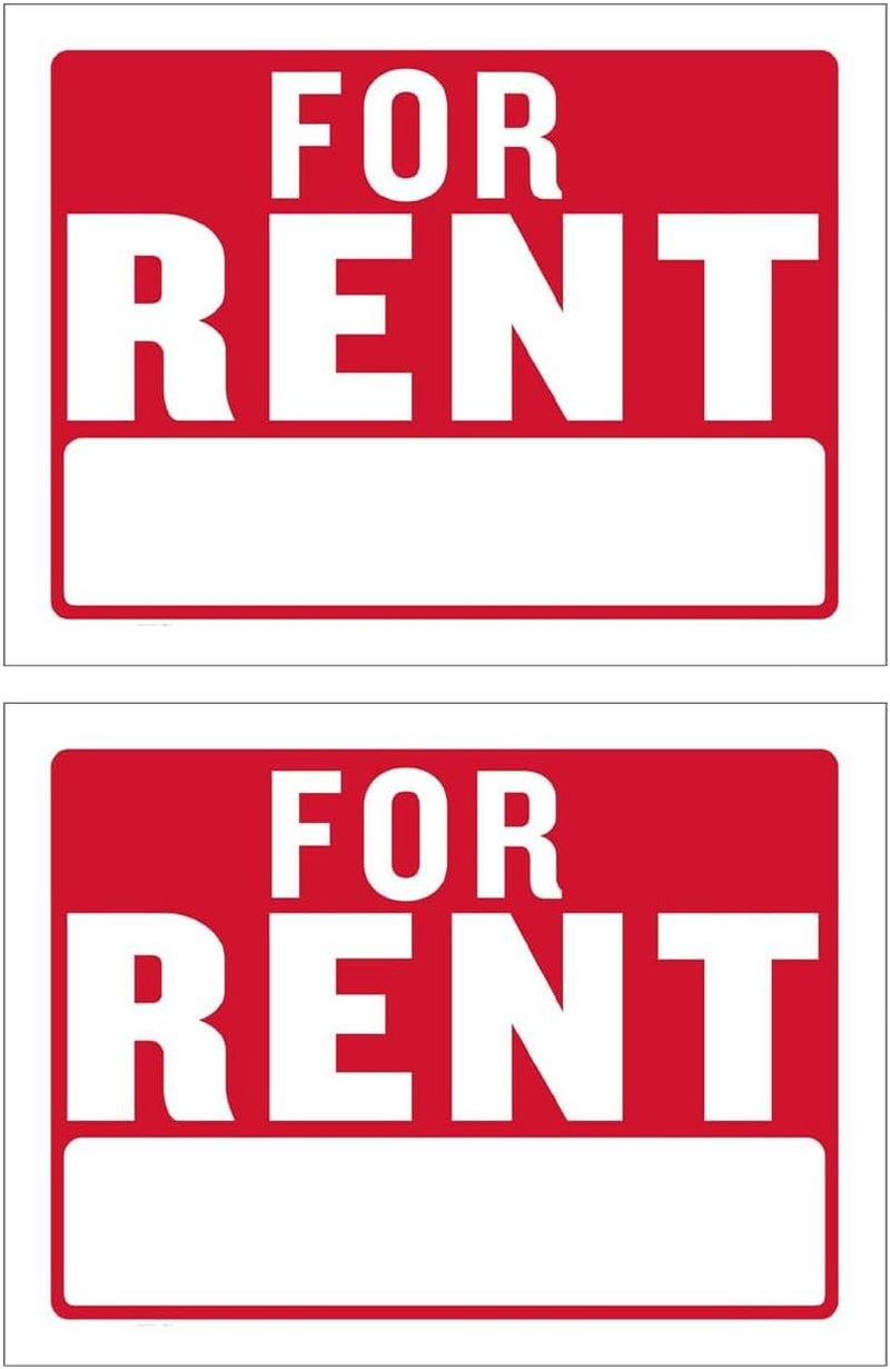 « FOR RENT » Sign – 9&Prime;x12&Prime;, 2PC Bulk Pack, Weatherproof Plastic