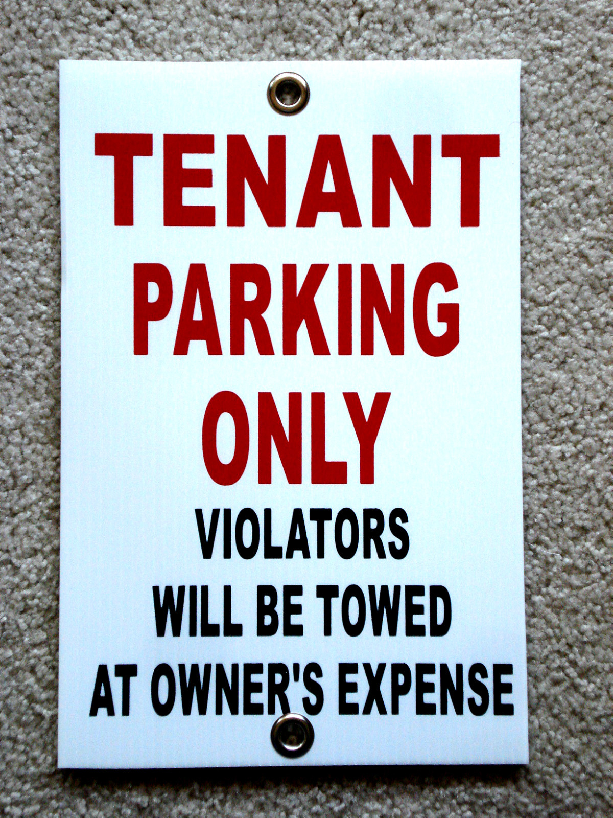 TENANT PARKING ONLY 8&Prime;x12&Prime; Plastic Coroplast Sign w/Grommets