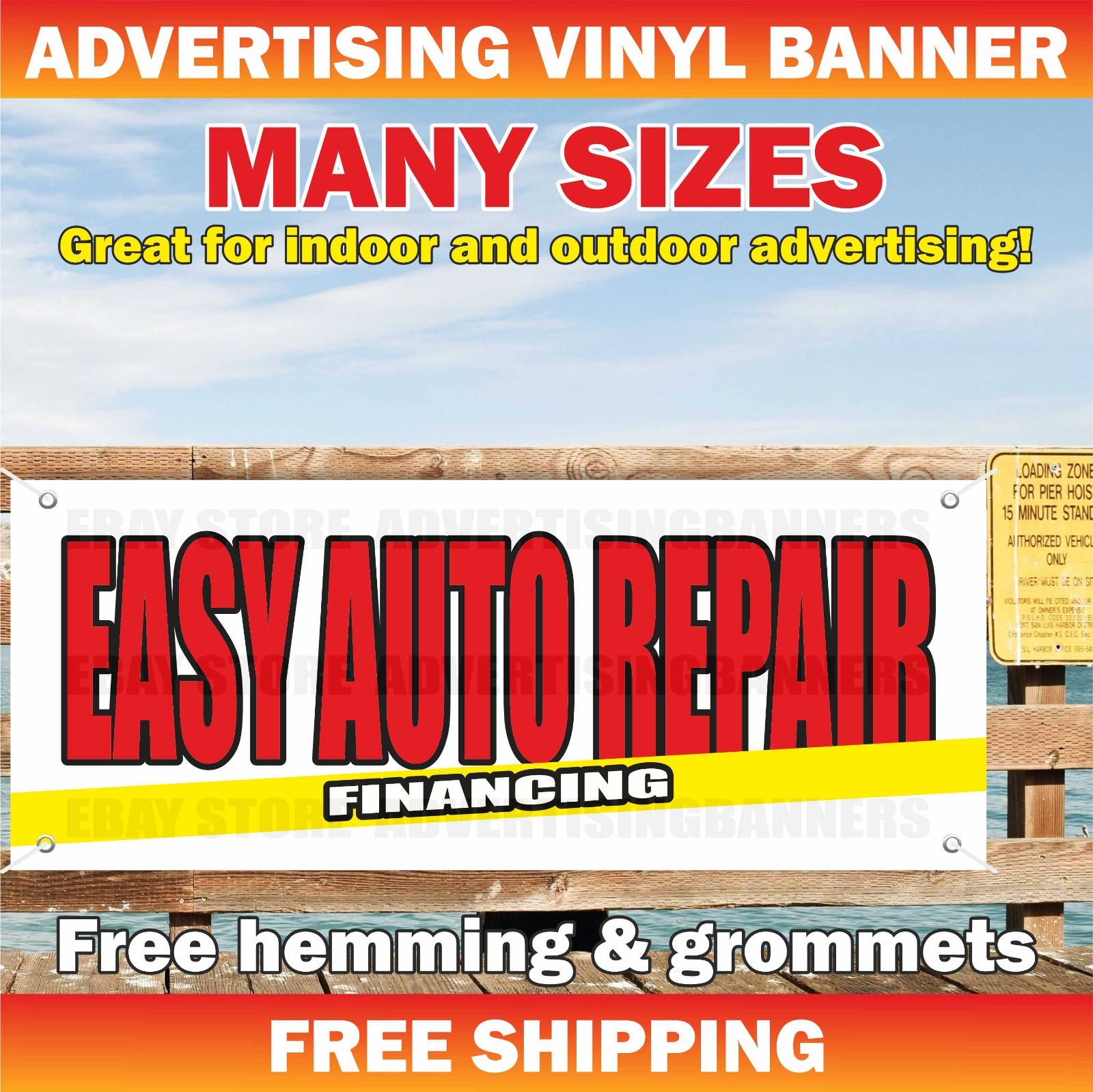 EASY AUTO REPAIR FINANCING Advertising Banner Vinyl Mesh Sign Service Cash