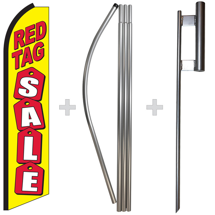 Red Tag Sale 15&prime; Tall Swooper Flag & Pole Kit Feather Super Banner