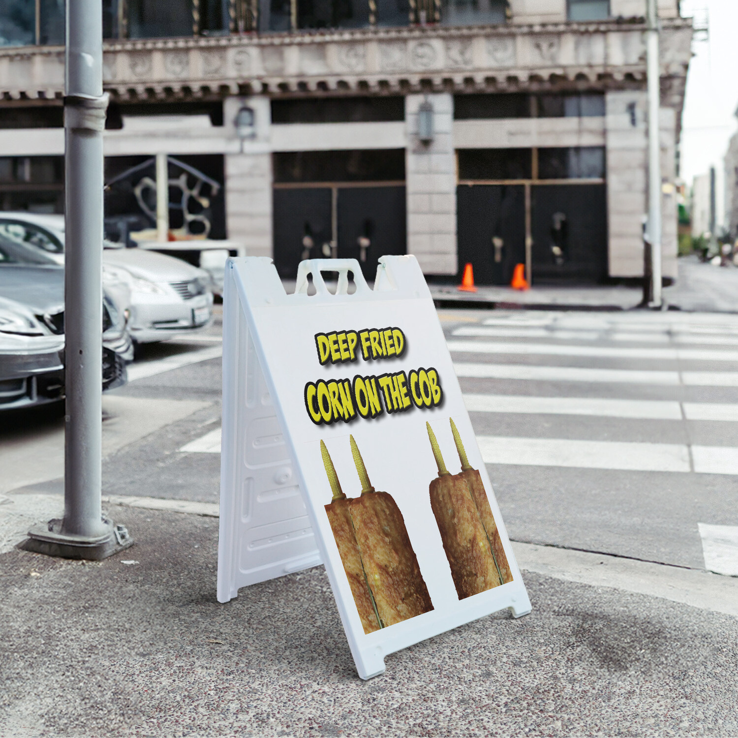 A-frame Sidewalk Deep Fried Corn On The Cob 24&Prime; x 36&Prime; Double Sided A-Frame Sidew