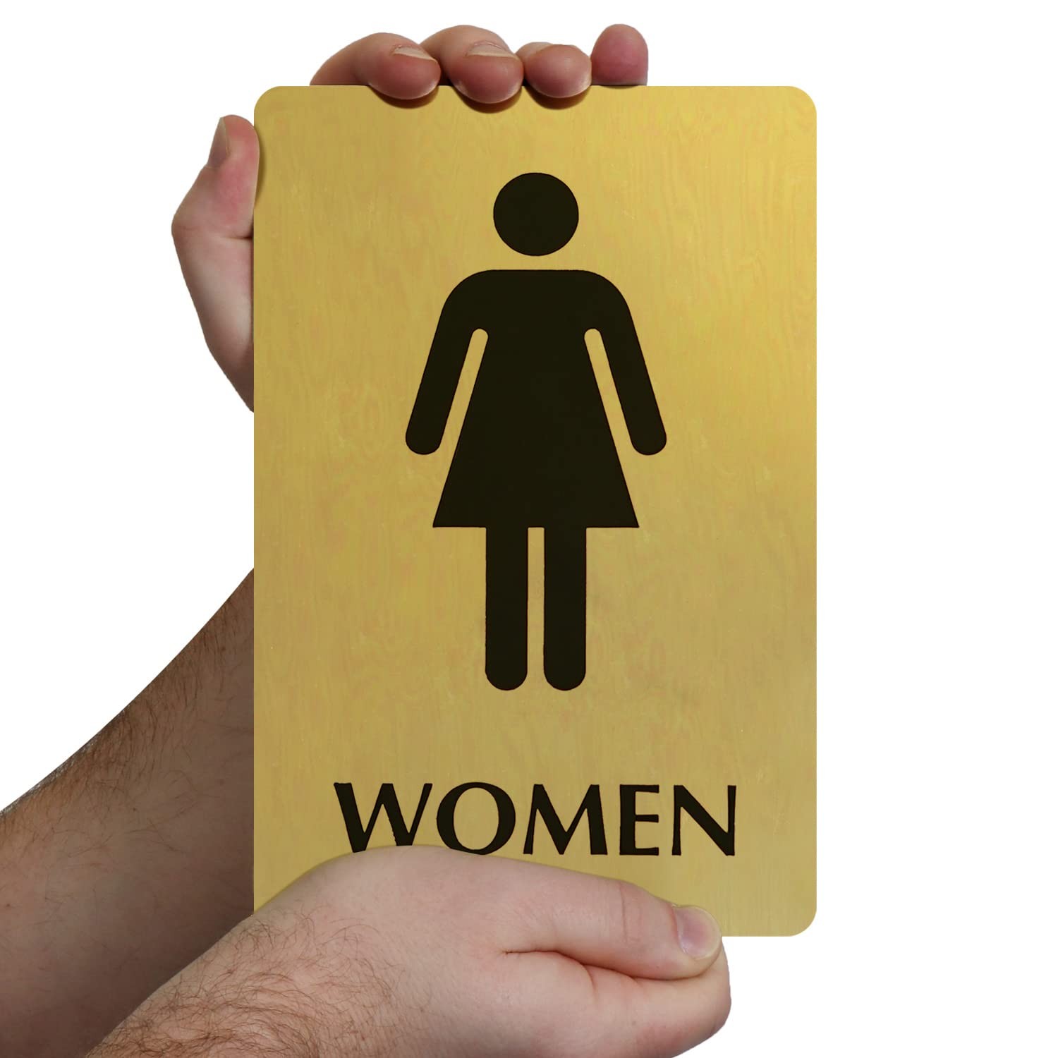 6×9 Inch Gold Black Engraved 40 Mil Brass Metal Womens Restroom Sign Door