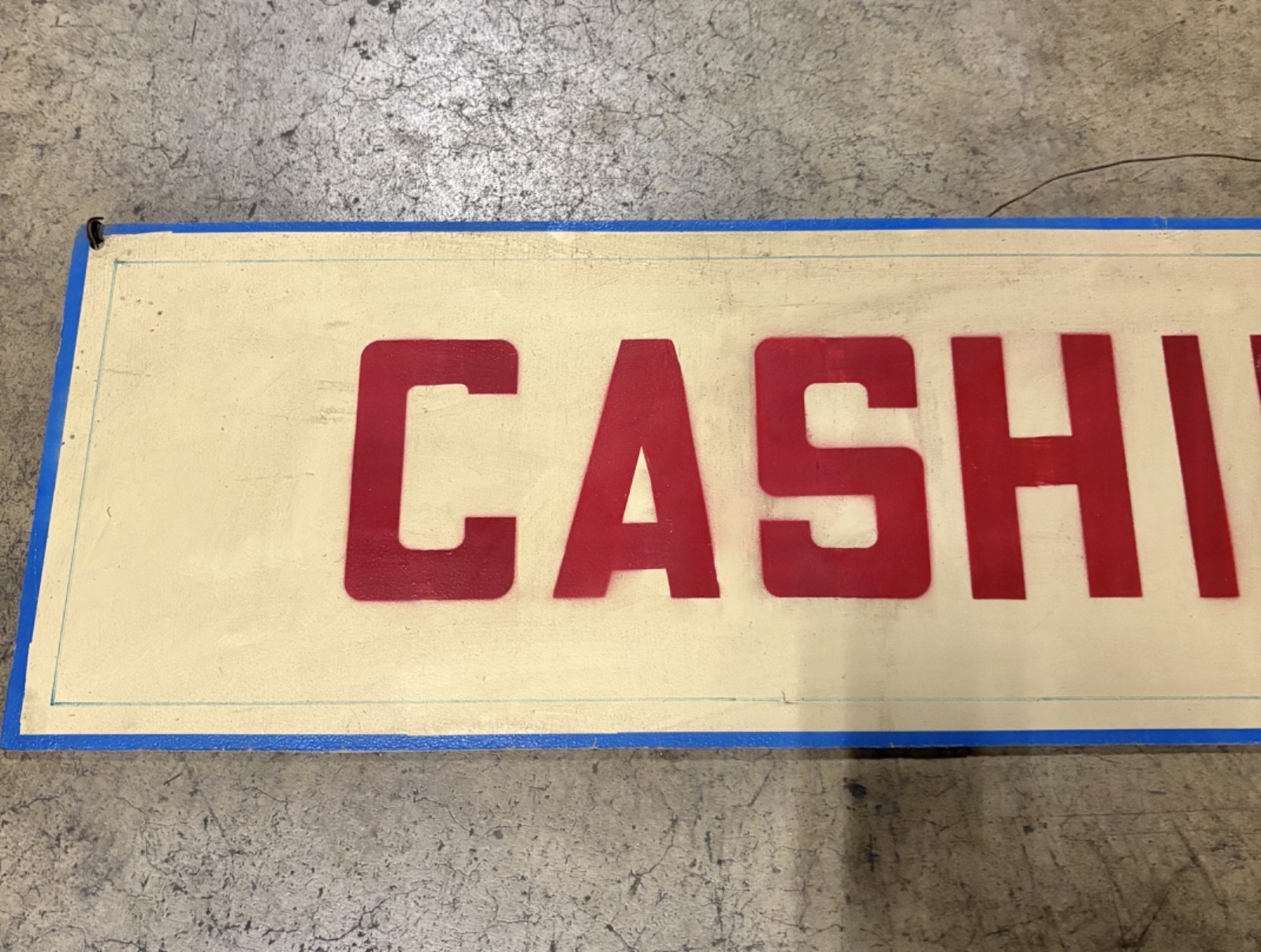 Custom Made Large Wooden Cashier Sign – Approx. 42&Prime; Long