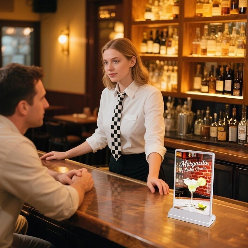 Double-Sided LED Tabletop Sign W/ Long-Lasting Illumination Bars Cafés Events US