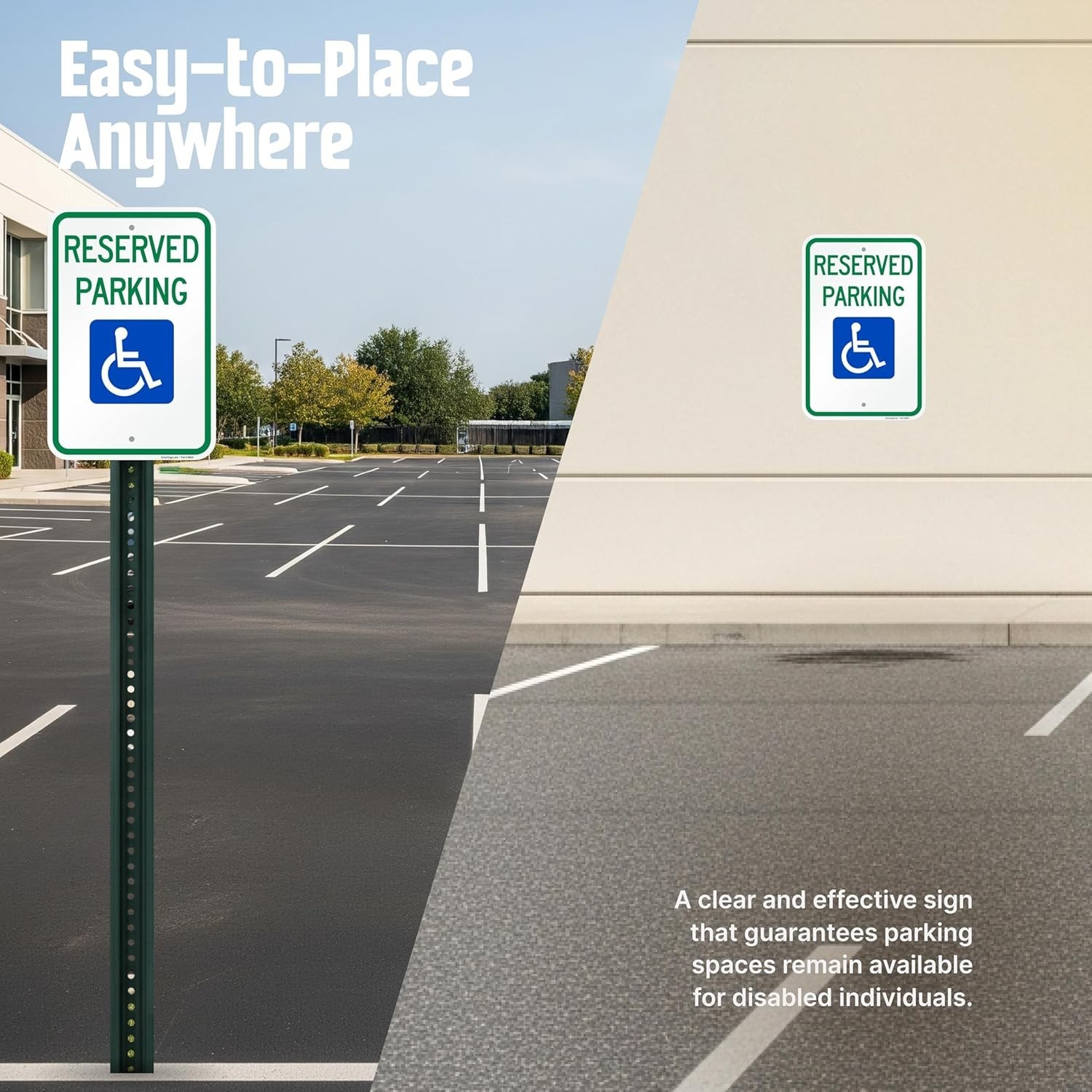 Reserved Handicap Parking Sign Aluminum Reflective 12×18 Outdoor Safety