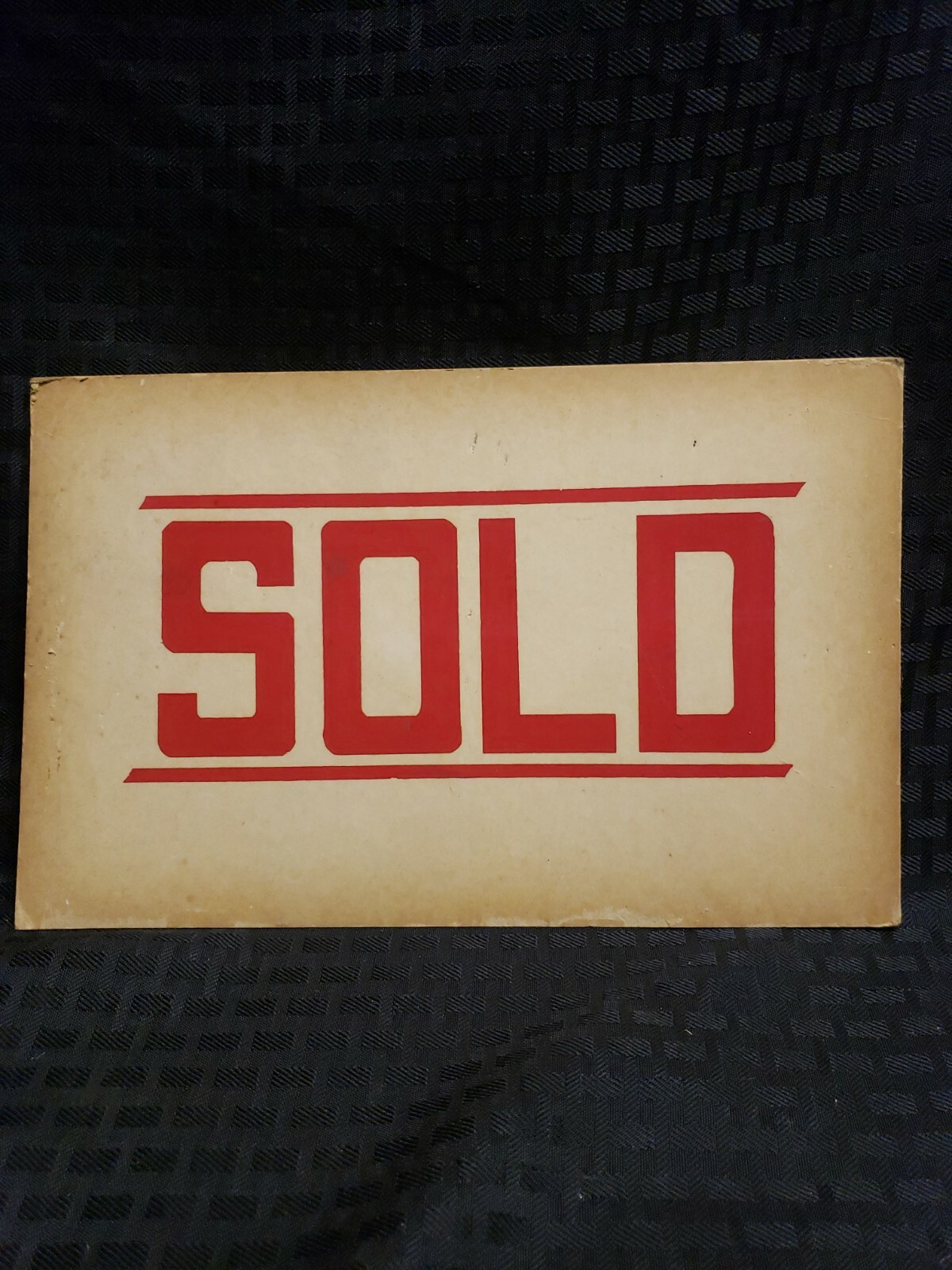 Vintage Original Paper SOLD Sign 11&Prime;×7&Prime;