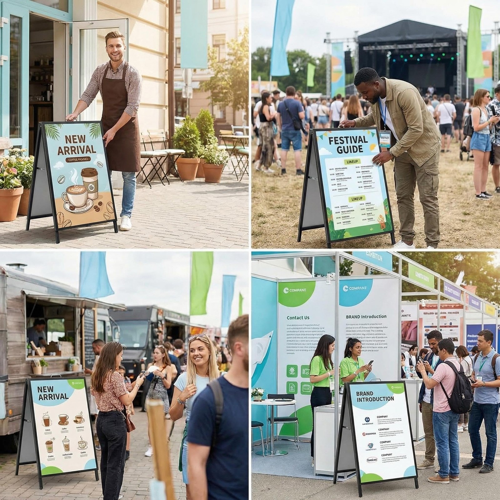 24 x 36 Inch Frame Double-Sided Folding Sandwich Board Heavy Duty Sidewalk Sign