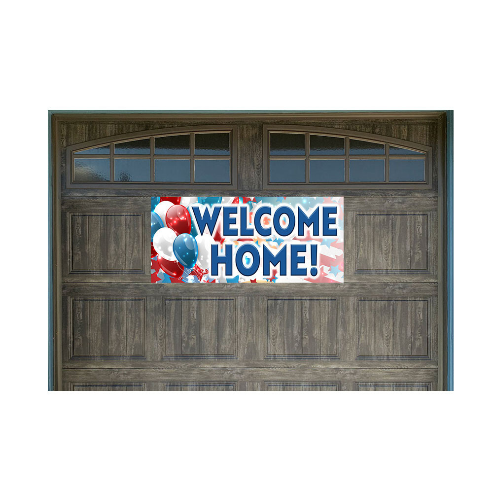 Welcome Home! Balloons 21&Prime; x 47&Prime; Magnetic Garage Banner For Steel Garage Doors