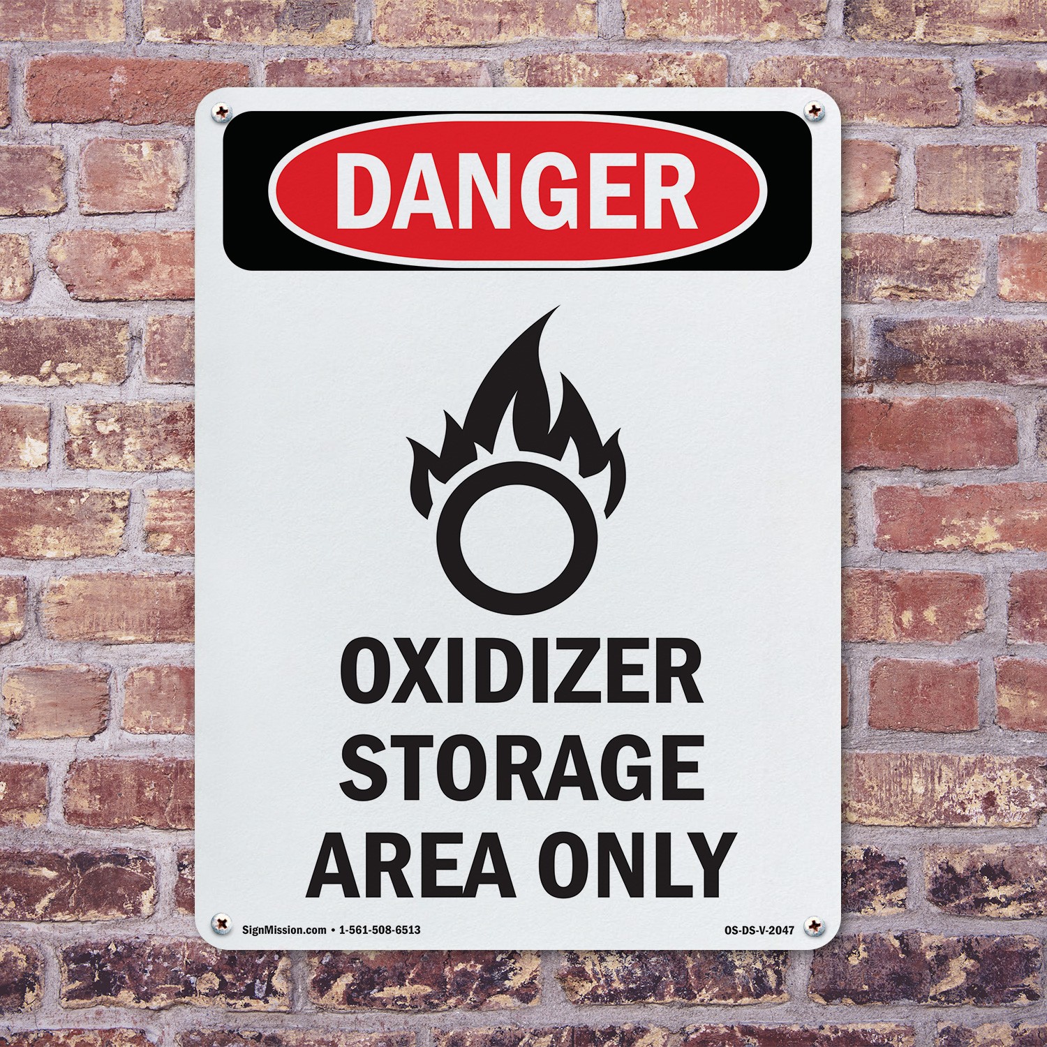 GHS Oxidizer Storage OSHA Danger Sign Metal, Plastic, Or Decal – 5 or 10 Pack