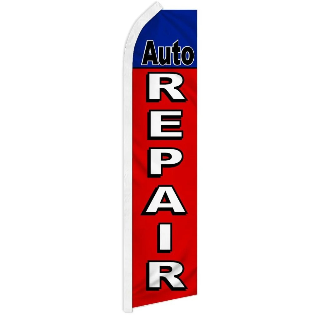 AUTO REPAIR RED/BLUE advertising super flag polyester banner *POLE NOT INCLUDED*
