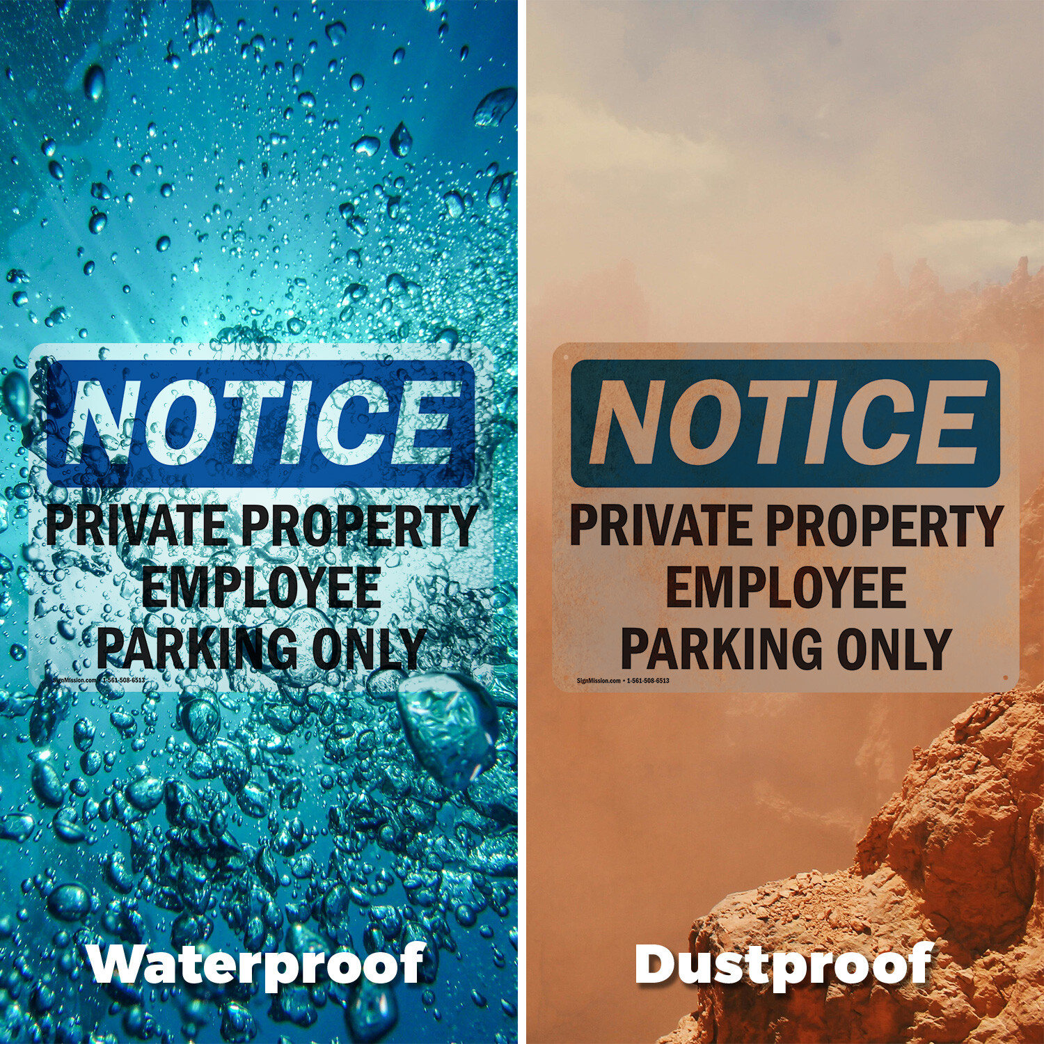 (2 Pack) Private Property Employee Parking Only OSHA Notice Sign Decal Metal