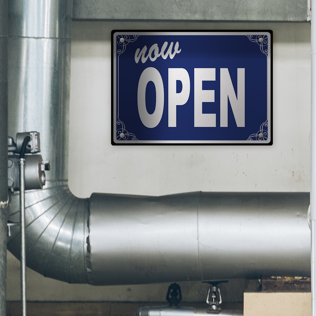 Horizontal Metal Sign Now Open A Business Weatherproof Street Signage