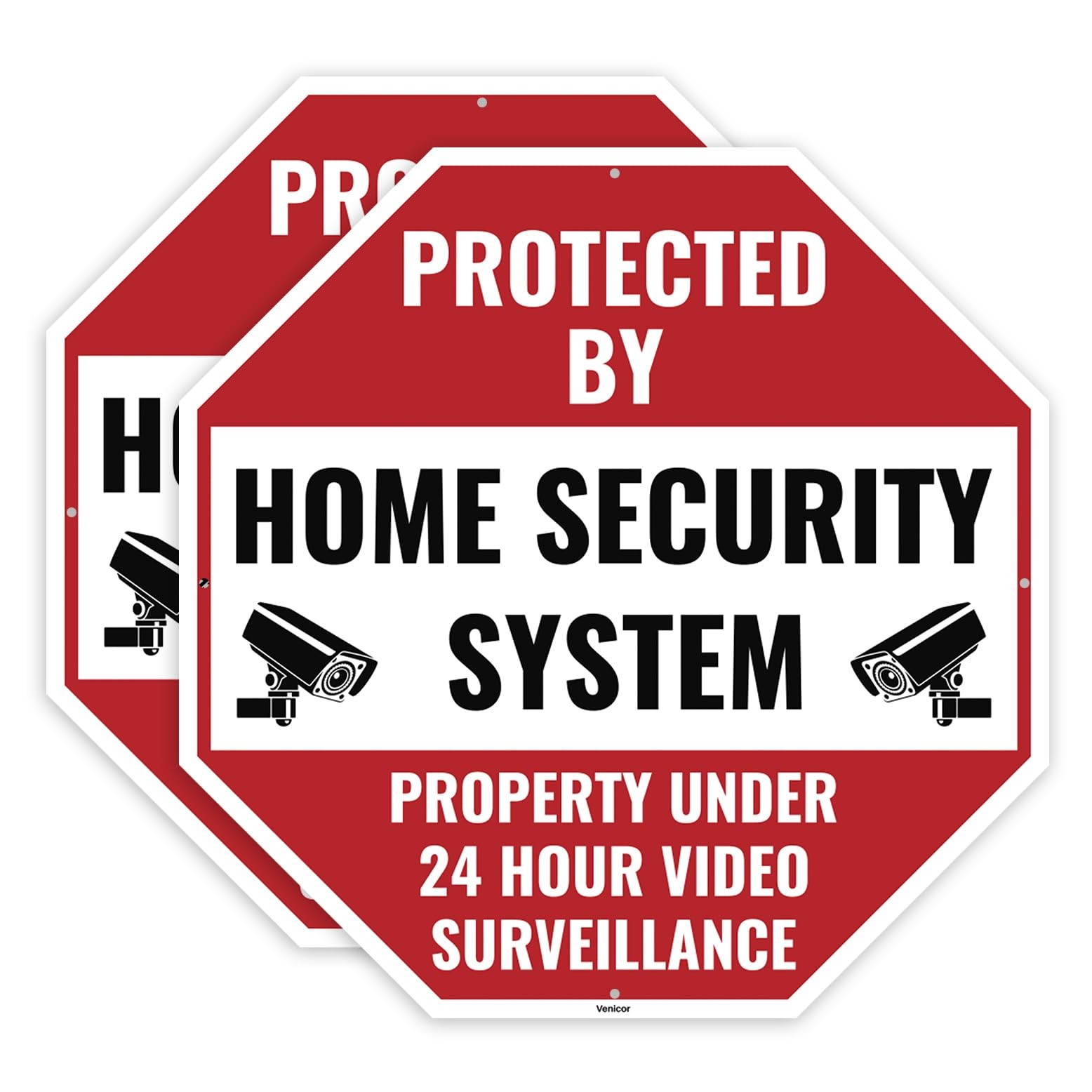 2 PCS 12×12 Inch Aluminum Protected By Home Security Monitoring Alarm Signs