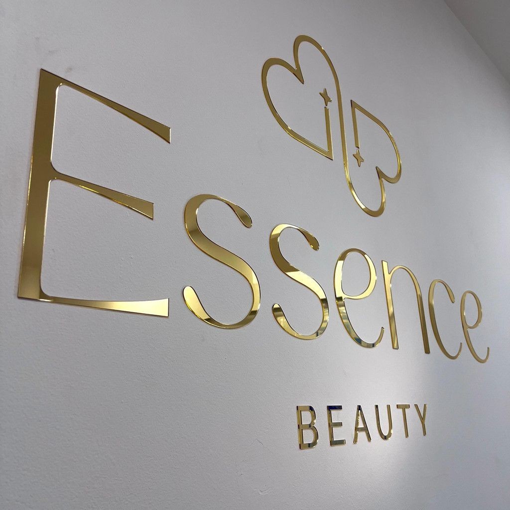 Custom 3D Gold Acrylic Logo Sign | Mirror Beauty Salon & Lash Studio Wall Decor