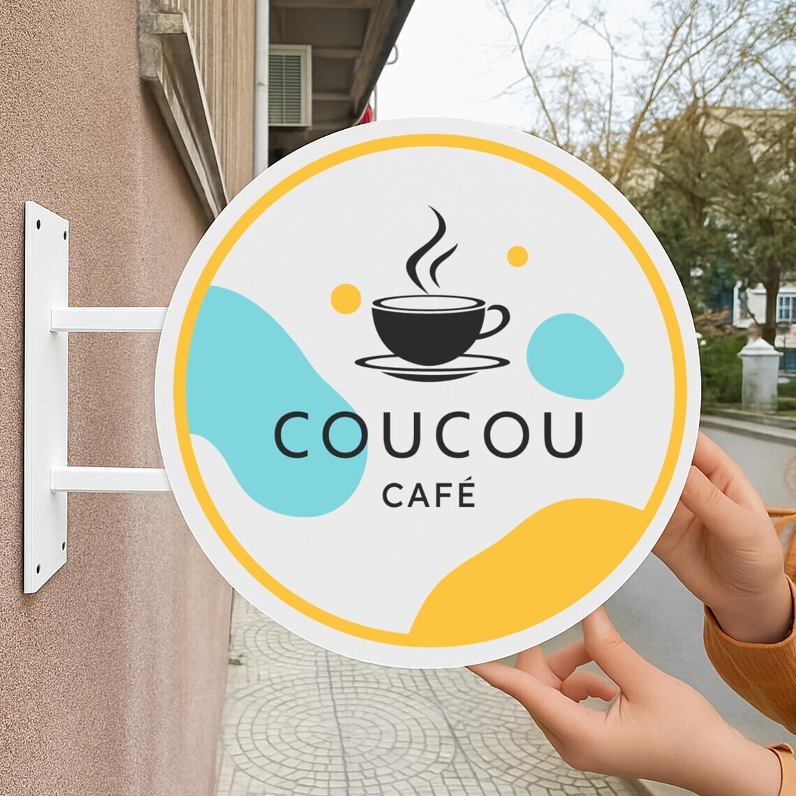 Custom Round Storefront Blade Sign | Double-Sided Business Logo | Outdoor Sign