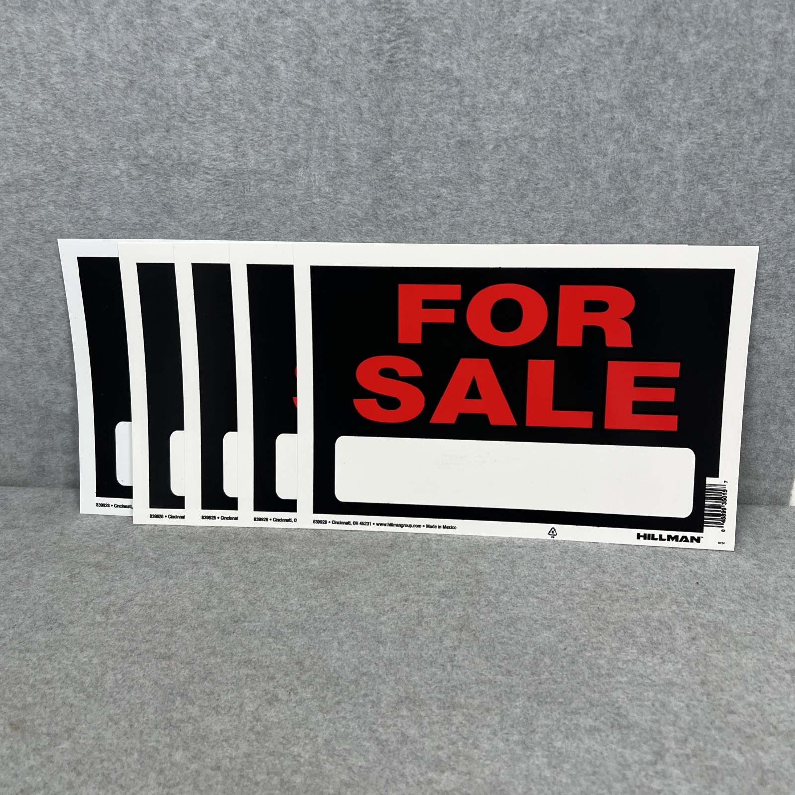 Lot of 5 FOR SALE Signs Hillman 839928 8&Prime;x12&Prime; Red Plastic