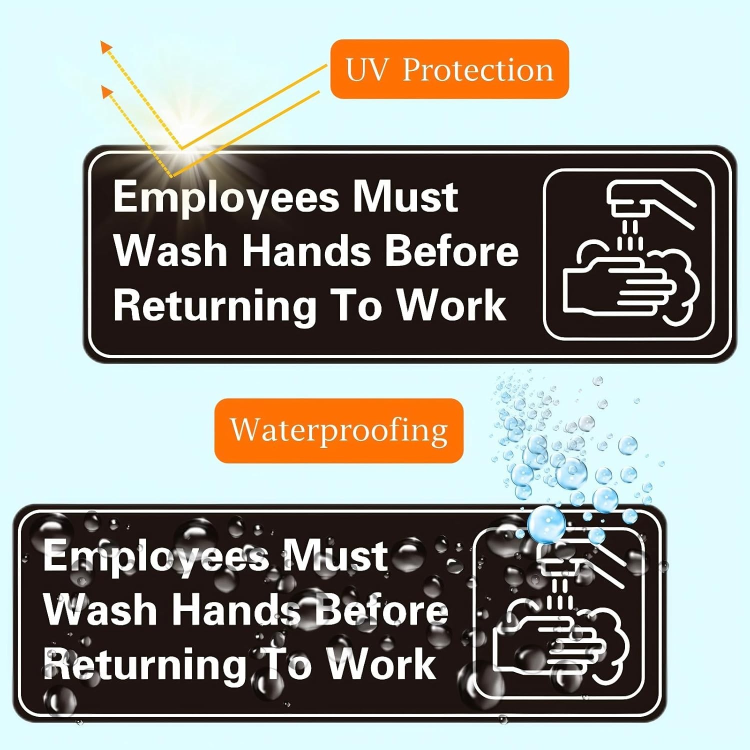 5 Pack Employees Must Wash Hands Sign,9 X 3 Inch Waterproof Acrylic