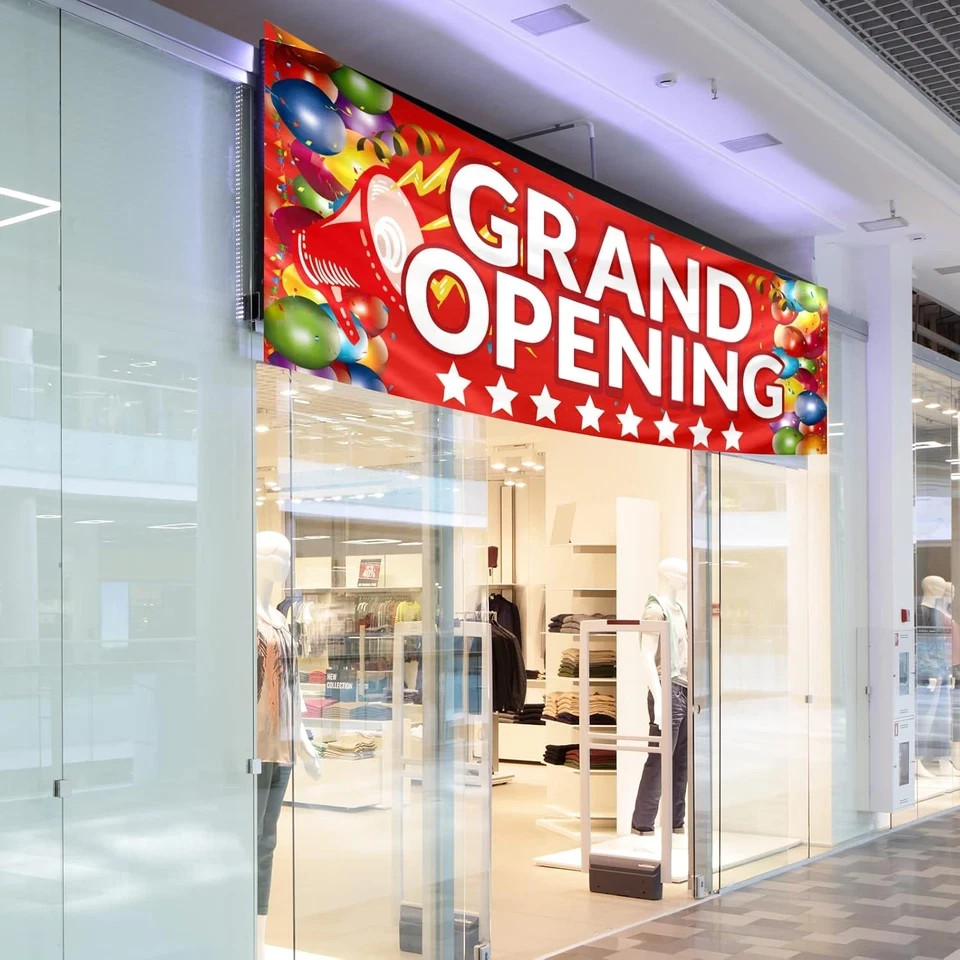 Grand Opening Banner, 3 X 10 Ft New Store Grand Opening Sign and Rope