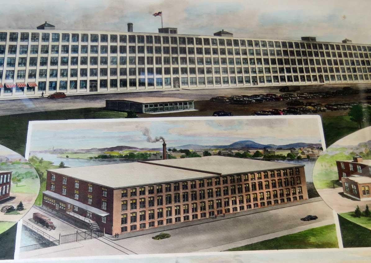 Miron Woolens Lithographed Plant Montage Clinton, MA Point-of-Purchase Display
